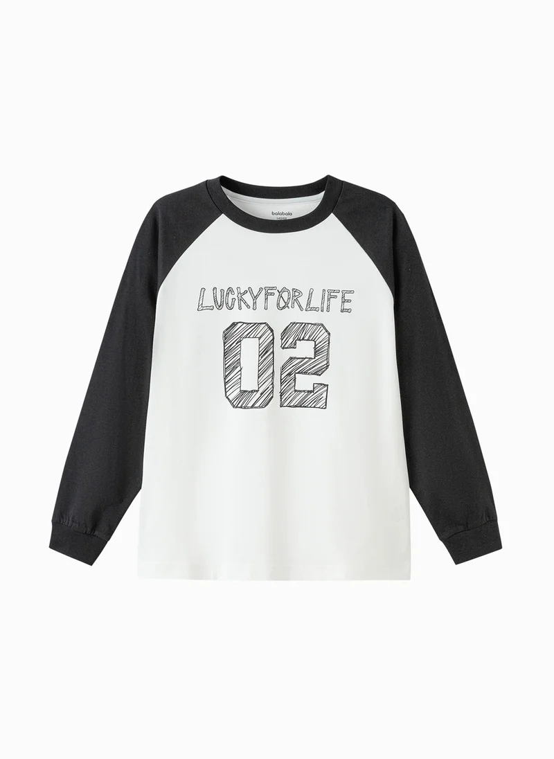 Balabala Kids Unisex Round v-neck long-sleeved T-shirt